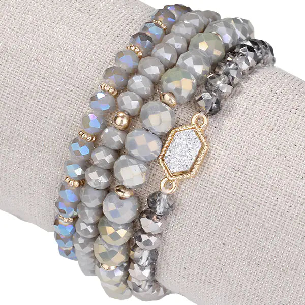 Arm Candy Natural Stone And Glass Crystal Bracelets