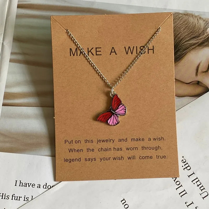 Fashion Women Necklace Korea Style New Butterfly Pendant Necklace Gift For Girl  Cute Lovely Neck Jewelry Wholesale Dropshipping