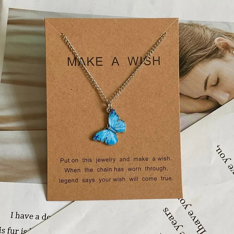 Fashion Women Necklace Korea Style New Butterfly Pendant Necklace Gift For Girl  Cute Lovely Neck Jewelry Wholesale Dropshipping