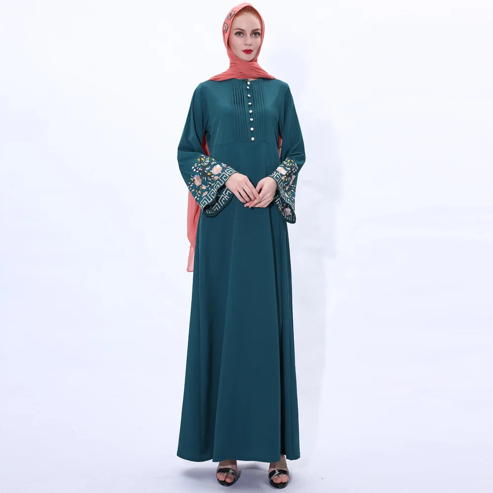 Ramadan Flower embroidery Abaya Hijab Muslim Dress female Caftan Turkish Islamic Kaftan Robe Musulman Abaya Islam F992