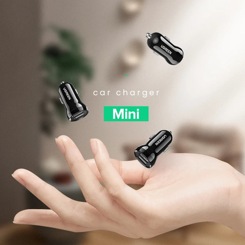 UGREEN Mini 4.8A USB  Car Charger For Mobile Phone Tablet GPS Fast Charger Car-Charger Dual USB Car Phone Charger Adapter in Car