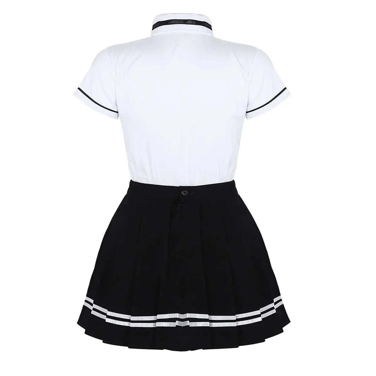 Japanese School Girl Uniform Suit White Short Sleeve T-shirt Top Pleated Skirt Cosplay Korean Girls Student Costume Set-2