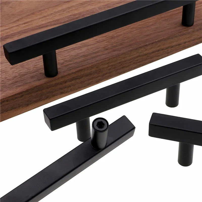 RUNBAZEF Cabinet Pulls Black Modern Square T Bar Diamter  Kitchen Bathroom Cupboard Chest Drawer Handles And Knobs Hardware-4