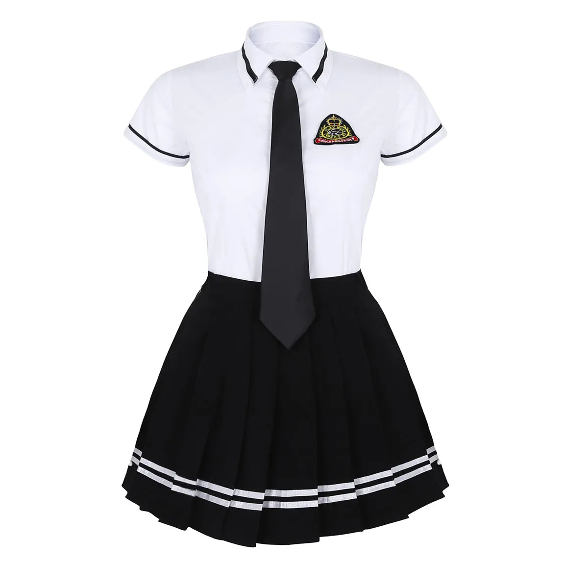 Japanese School Girl Uniform Suit White Short Sleeve T-shirt Top Pleated Skirt Cosplay Korean Girls Student Costume Set-0