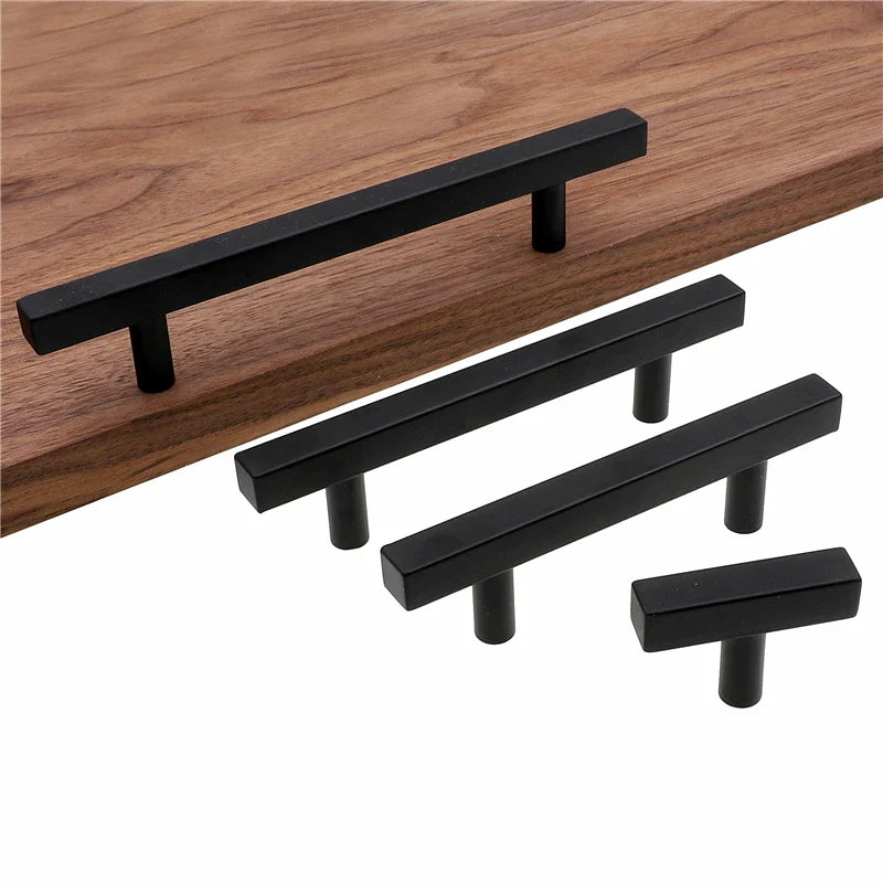 RUNBAZEF Cabinet Pulls Black Modern Square T Bar Diamter  Kitchen Bathroom Cupboard Chest Drawer Handles And Knobs Hardware-2