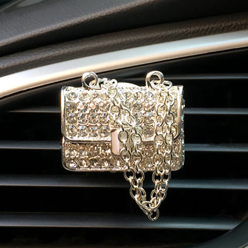 Bling Car Accessories Girls Purse High Heel Car Air Freshener Auto Outlet Perfume Clip Car Scent Diffuser Elegant Car Decoration