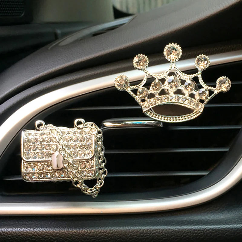 Bling Car Accessories Girls Purse High Heel Car Air Freshener Auto Outlet Perfume Clip Car Scent Diffuser Elegant Car Decoration