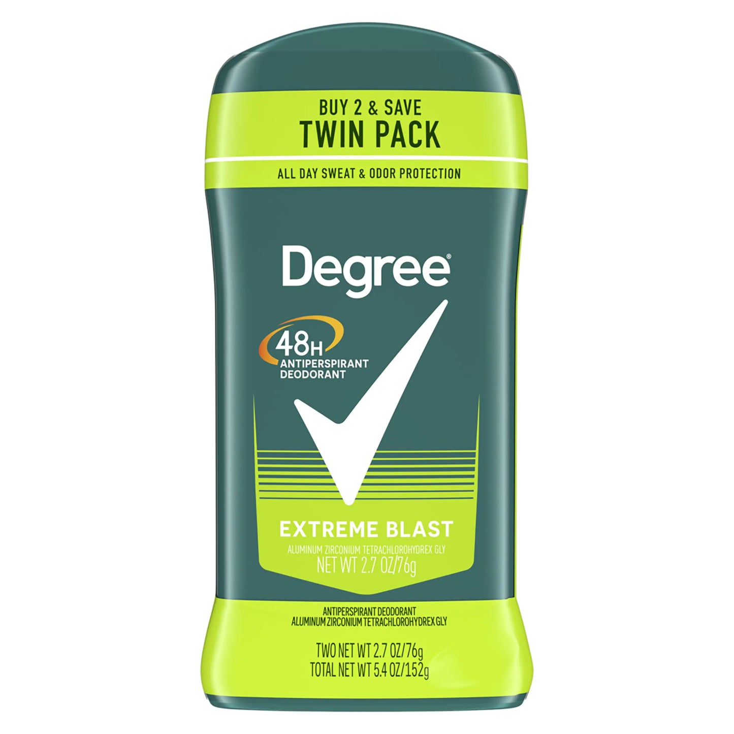 Degree Men Original Protection Antiperspirant Deodorant 48-Hour Sweat & Odor Protection Extreme Blast Antiperspirant For Men 2.7 oz, Twin Pack (Pack of 2) 8.1 Ounce (Pack of 4)