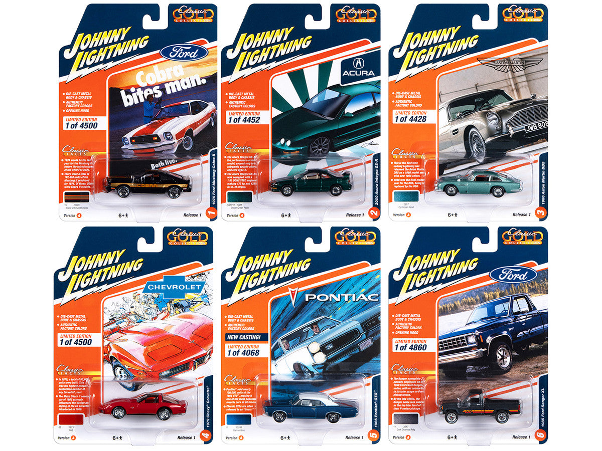 "Classic Gold Collection" 2023 Set A of 6 Cars Release 1 1/64 Diecast Model Cars by Johnny Lightning-0