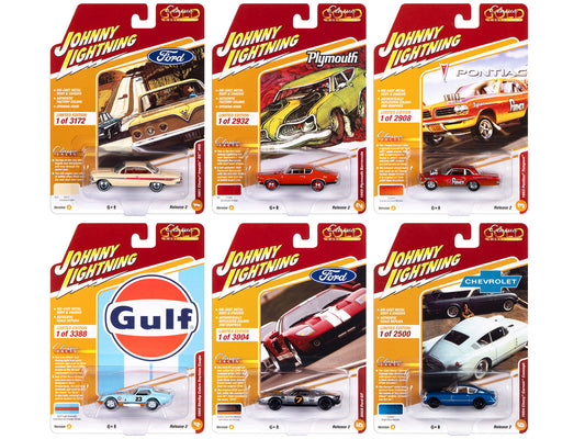 "Classic Gold Collection" 2023 Set A of 6 Cars Release 2 1/64 Diecast Model Cars by Johnny Lightning-0