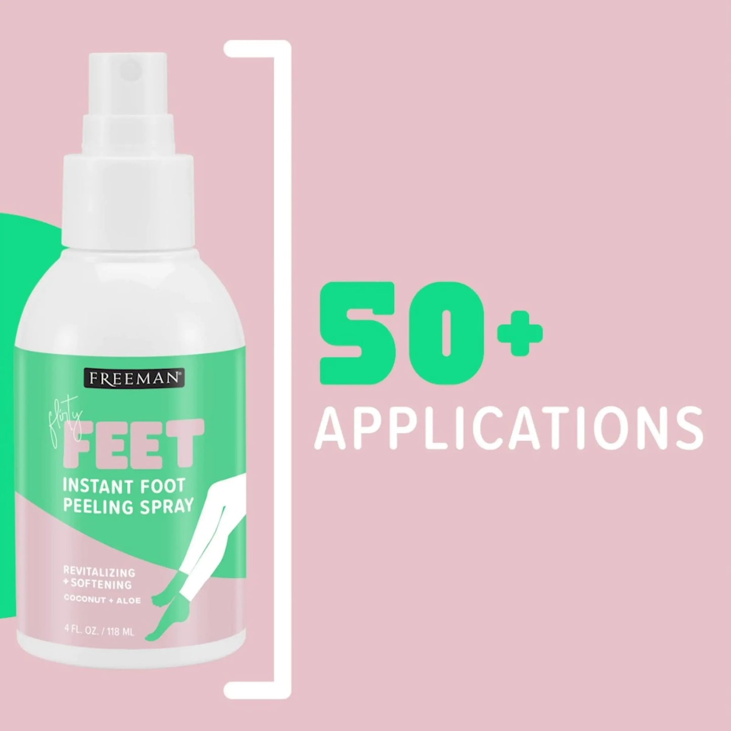 Freeman Flirty Feet Coconut and Aloe Instant Peeling Foot Spray, Softening Foot Peel Mask Exfoliates & Removes Dead Skin, Moisturizes Dry Feet, Clean Ingredients, 4 fl.oz./ 118 ml Bottle (Pack of 2) 4 Fl Oz (Pack of 2) Foot Peel Spray, 1 Count