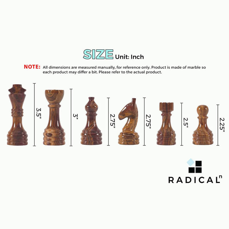 Marble Red & Coral Premium Quality Chess Pieces-4