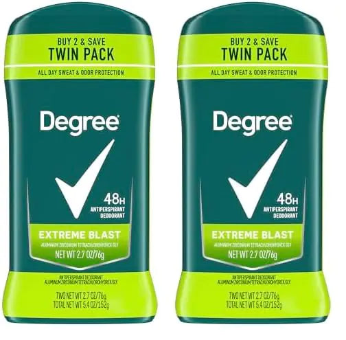 Degree Men Original Protection Antiperspirant Deodorant 48-Hour Sweat & Odor Protection Extreme Blast Antiperspirant For Men 2.7 oz, Twin Pack (Pack of 2) 8.1 Ounce (Pack of 4)