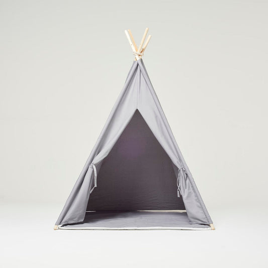 Teepee Play Tent White Grey with Cushion-0