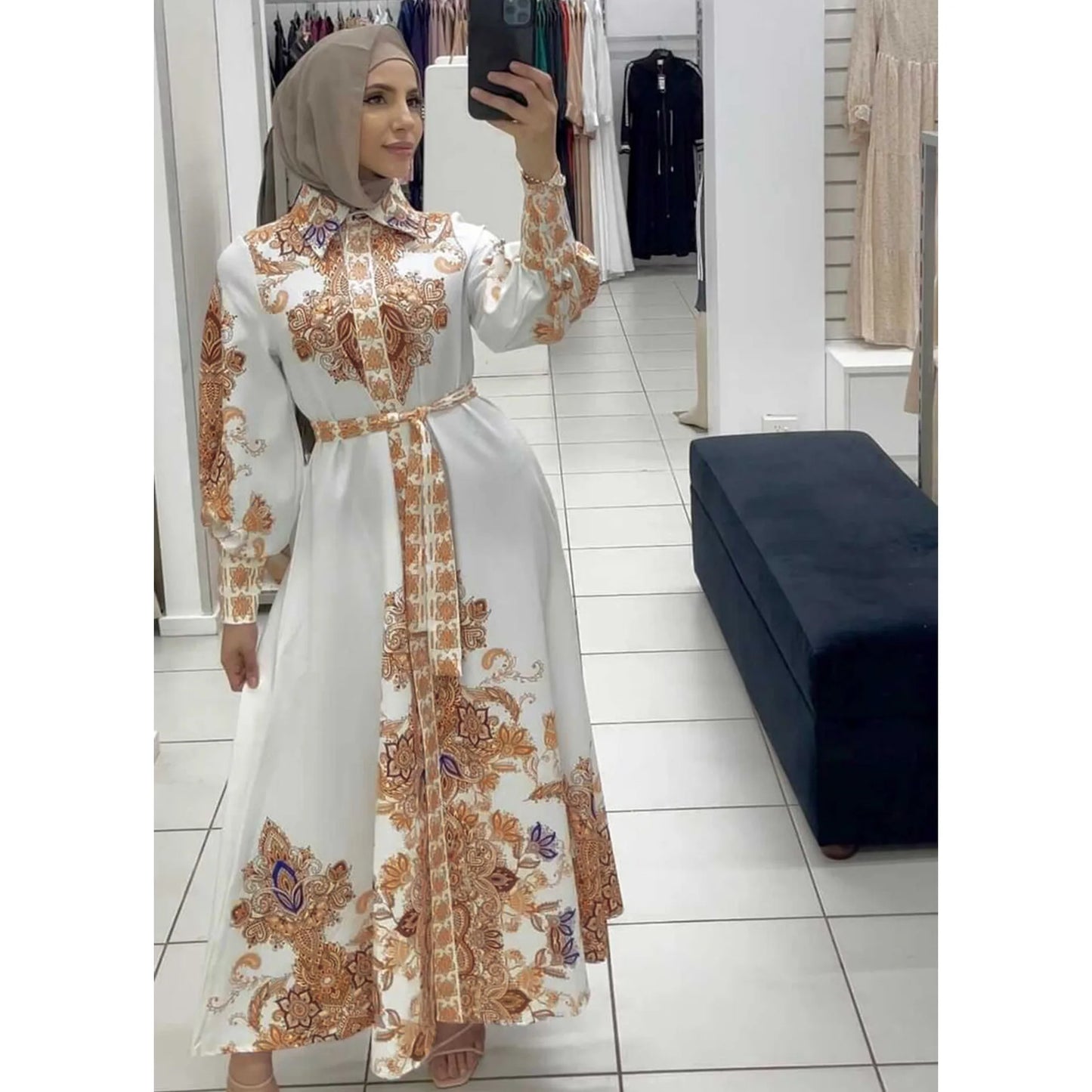 Abaya 2023 Muslim Women Arabic Print Dress Islamic Clothing Fashion African Dresses Turkey Robe Femme Eid Ramadan Clothes