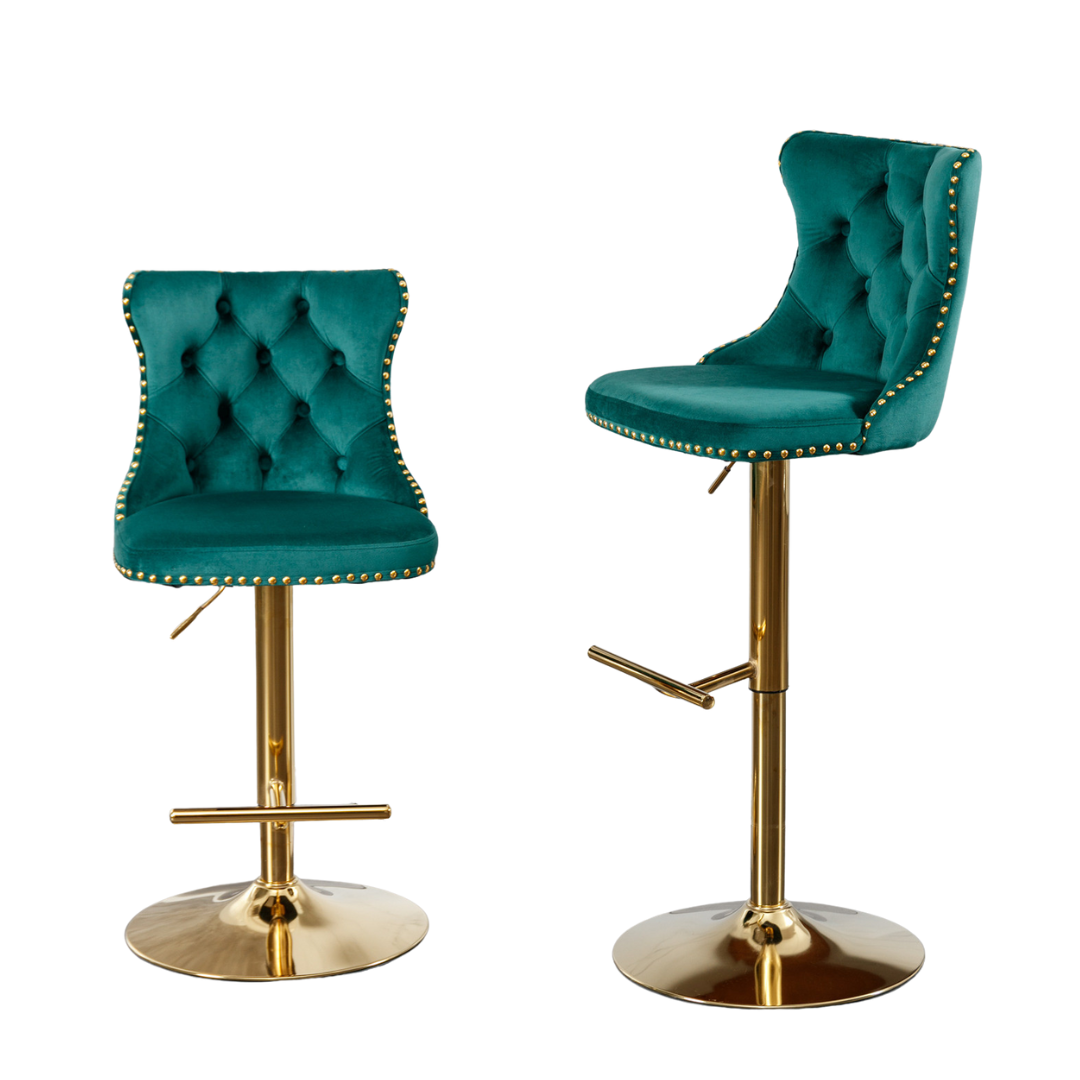 Golden Swivel Velvet Barstools-0