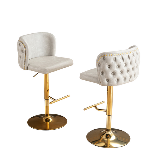 Set of 2 Modern PU Upholstered Swivel Barstools-0