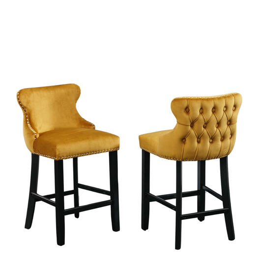 Yellow Velvet Barstool-0