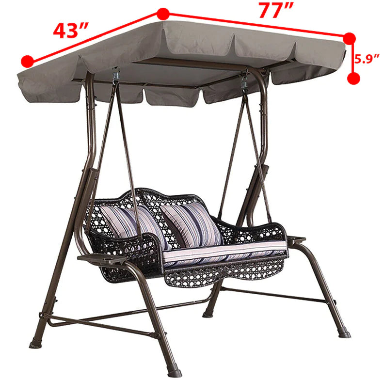 77"x43" Patio Outdoor Garden Swing 300D Canopy Replacement Porch Top Cover Seat