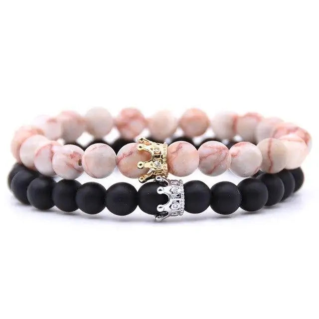 Royalty in Love Beaded Crown Bracelet Set