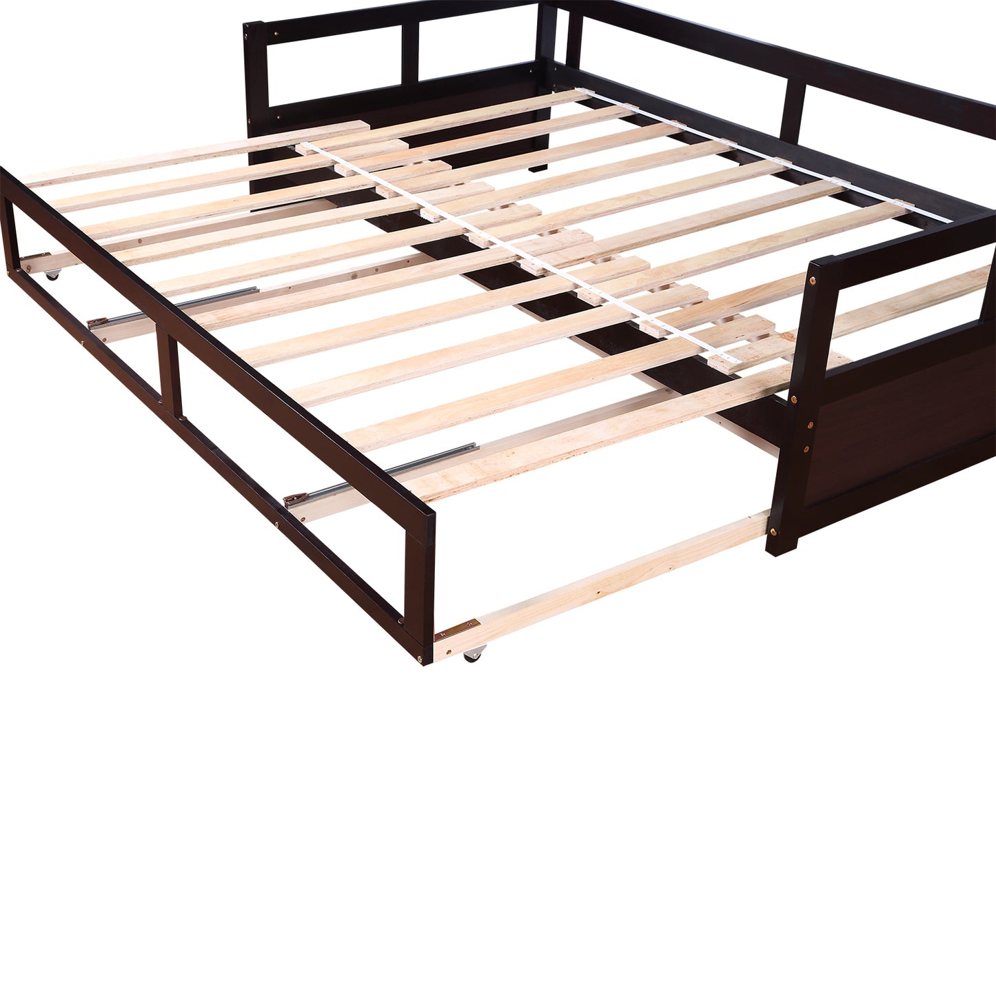 Wooden Daybed with Trundle Bed and Two Storage Drawers , Extendable Bed Daybed,Sofa Bed for Bedroom Living Room,Espresso