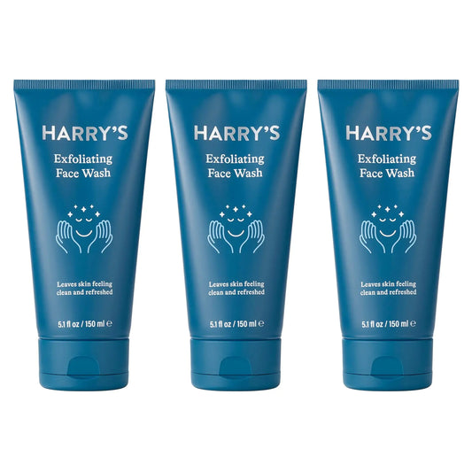 Harry's Face Wash for Men, Gentle Formula with Volanic Rock Natural Exfoliant, Dermatologist Tested, 5.1 Fl. Oz, Pack of 3