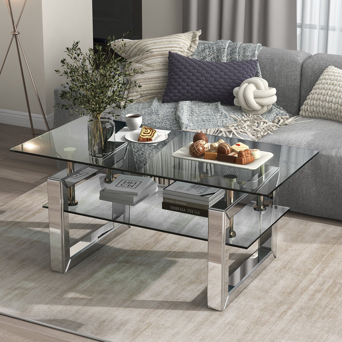 Transparent Tempered Glass Coffee Table-1