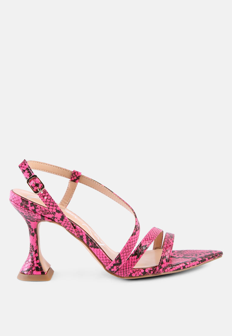 Cherry Tart Snake Print Spool Heel Sandals-5