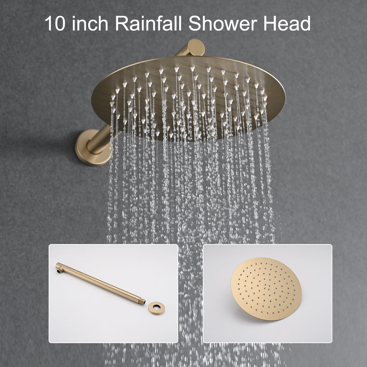 10 Inches Wall Mounted Shower with High Pressure Rain Shower Head and 5-Function Handheld Shower Head