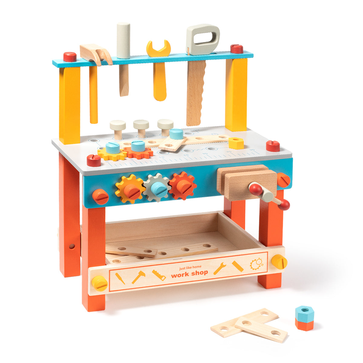 Wooden Play Tool Workbench Set for Kids Toddlers