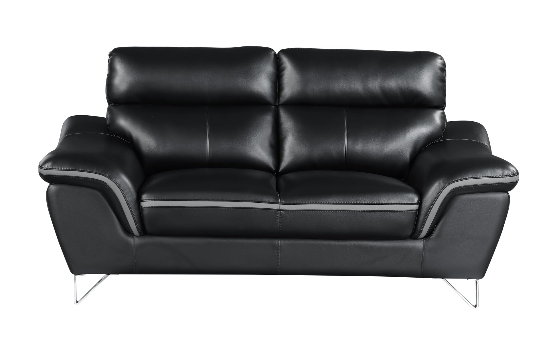 Genuine Leather Black Loveseat-0