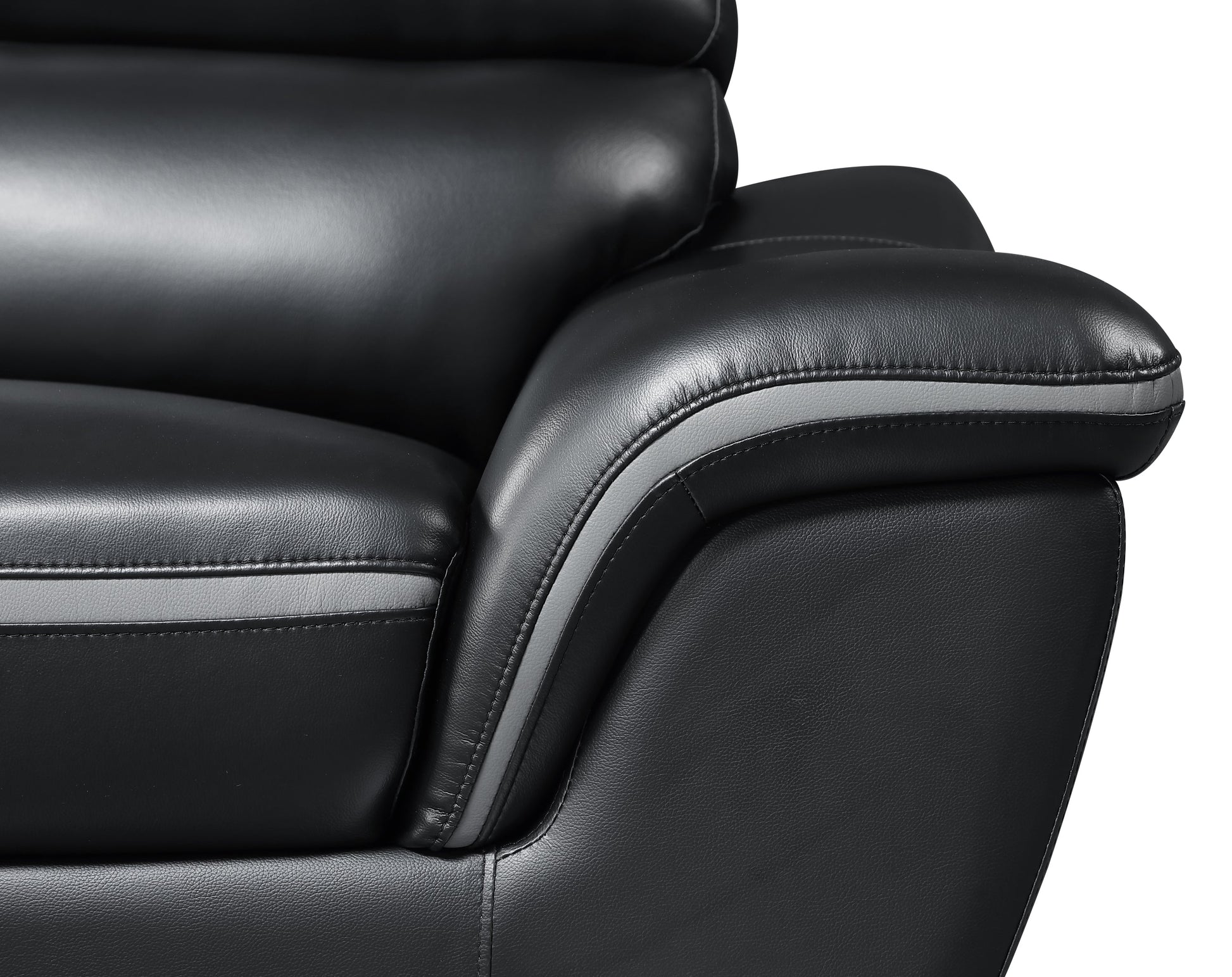 Genuine Leather Black Loveseat-3