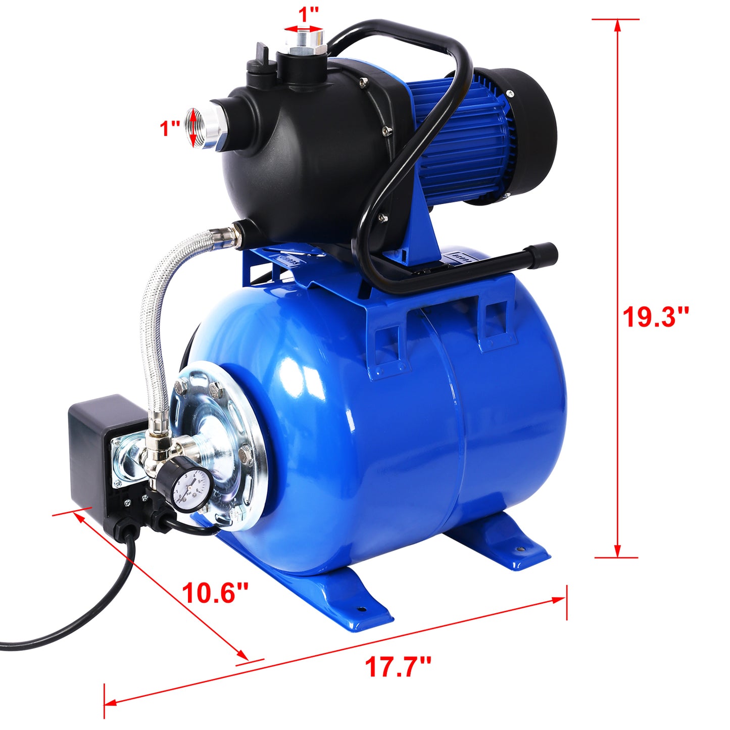 1.6HP Shallow Well Pump with Pressure Tank,garden water pump, Irrigation Pump,Automatic Water Booster Pump for Home Garden Lawn Farm