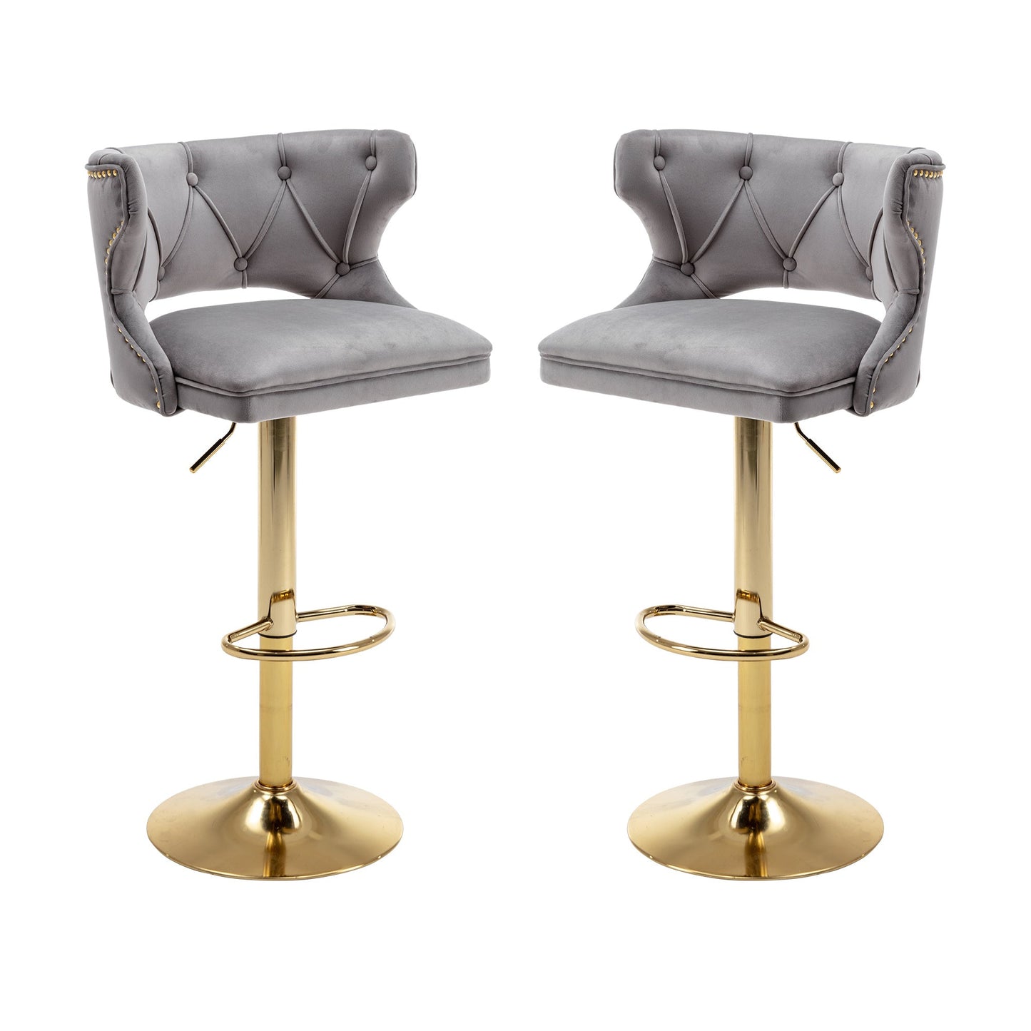 Set of 2 Modern Fashionable Velvet Bar Stools-0