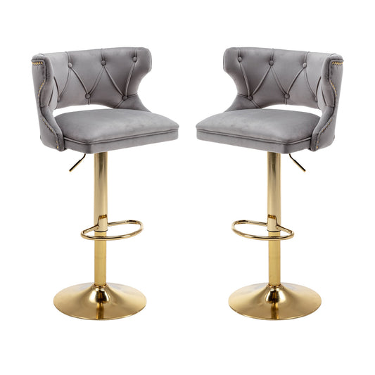 Set of 2 Modern Fashionable Velvet Bar Stools-0