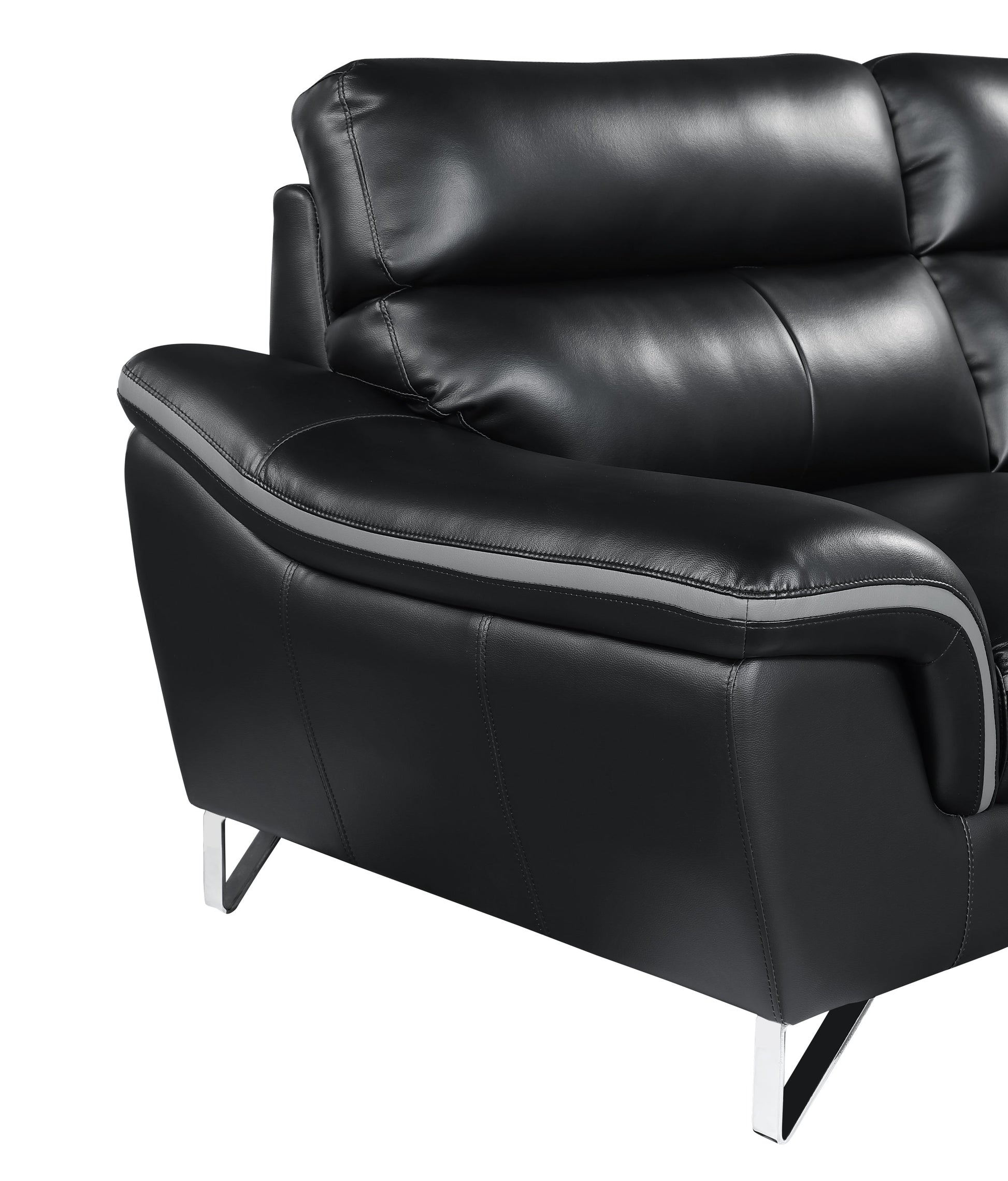 Genuine Leather Black Loveseat-2