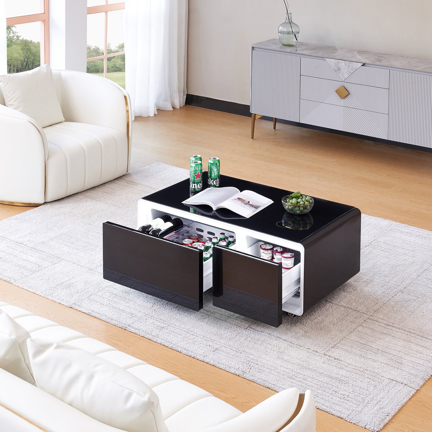 Multifunctional Smart Coffee Table with Fridge-2