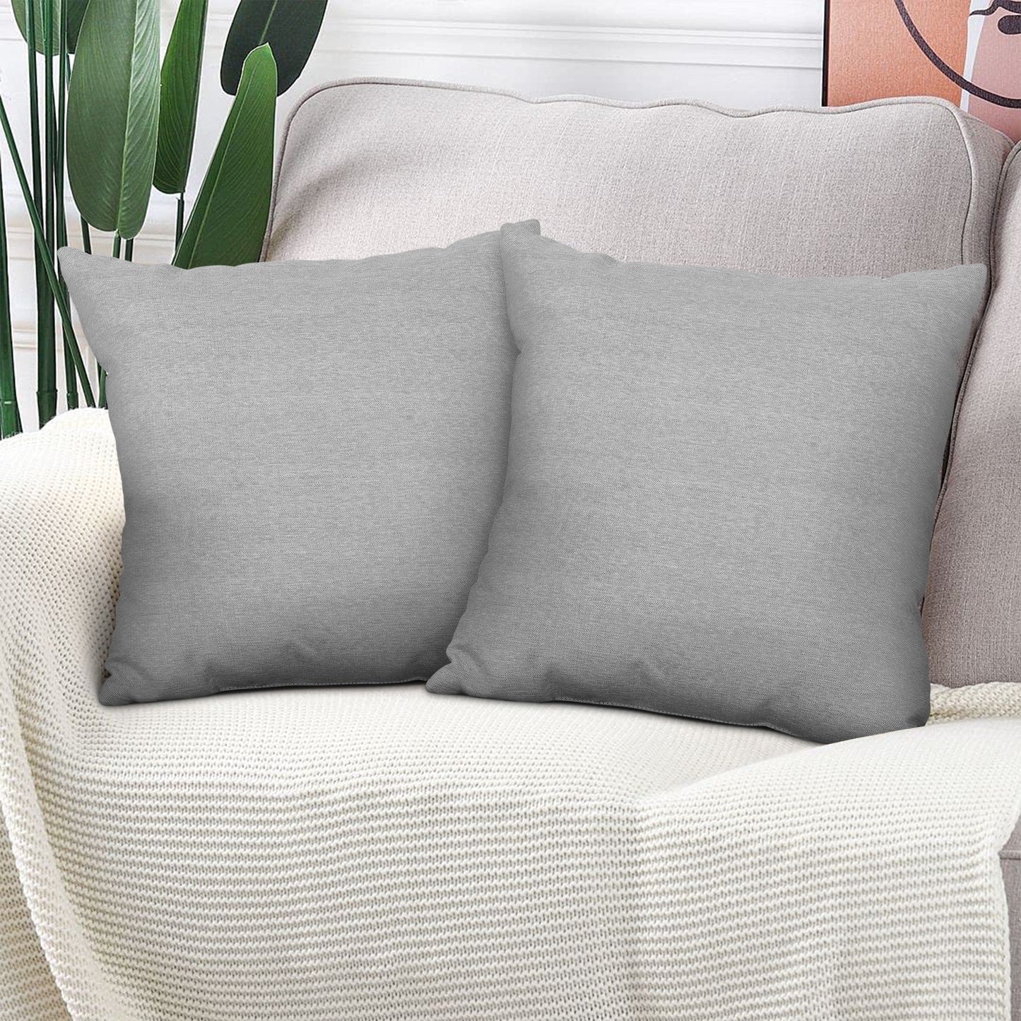 Pack Of 2 Outdoor Pillow With Inserts, 18" x 18" -Gray