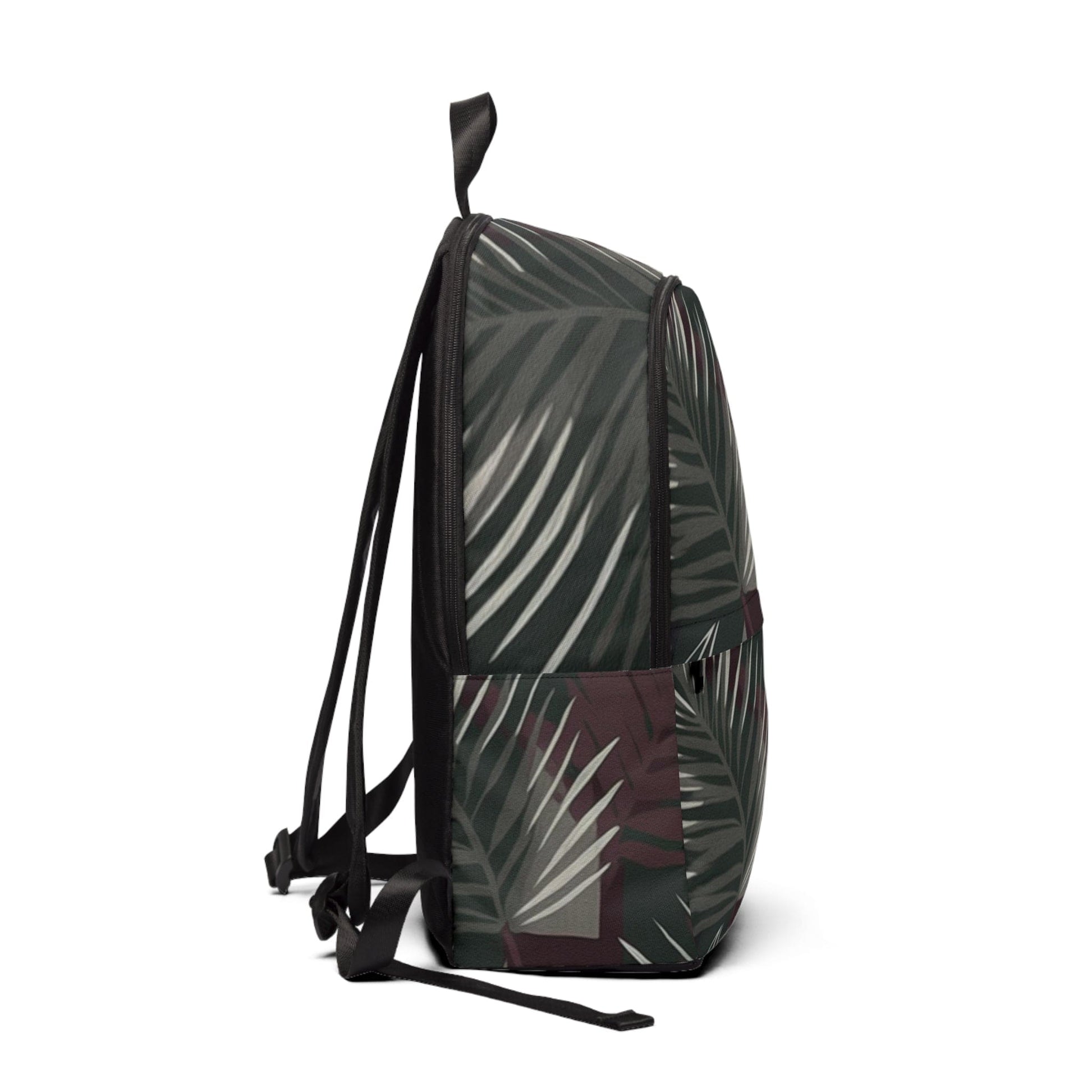 Fashion Backpack Waterproof Palm Tree Leaves Maroon Green Background Minimalist Art-1