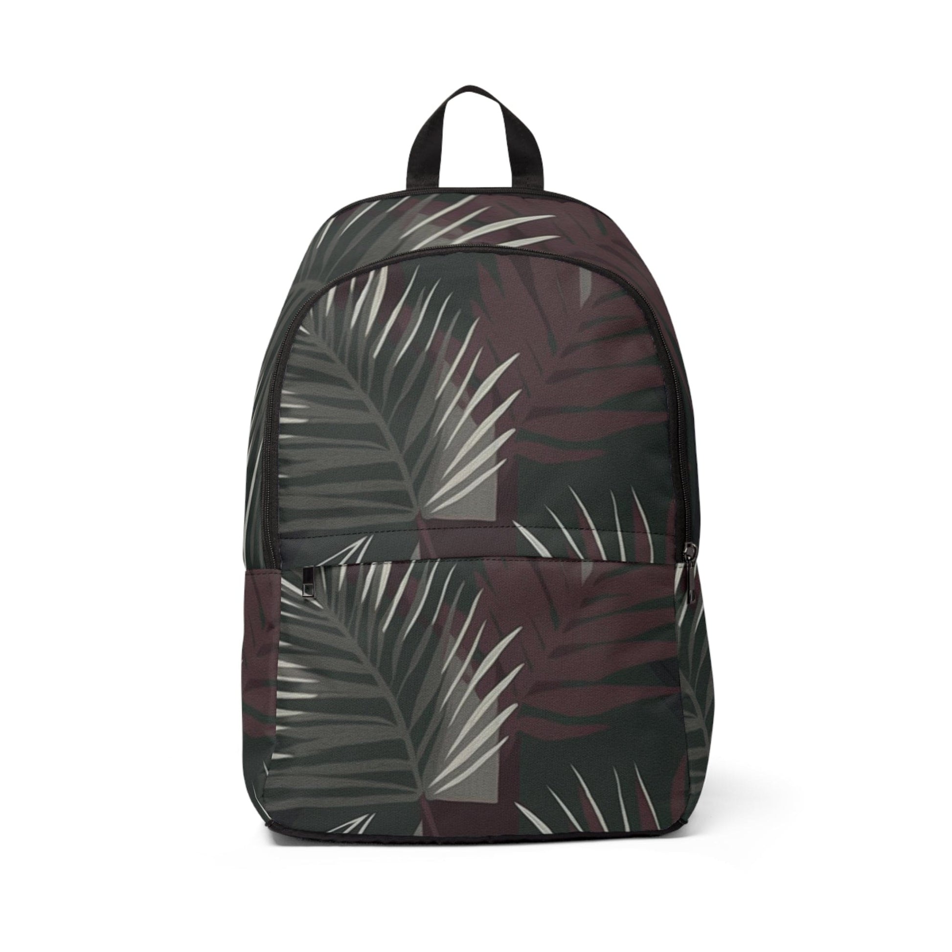 Fashion Backpack Waterproof Palm Tree Leaves Maroon Green Background Minimalist Art-0