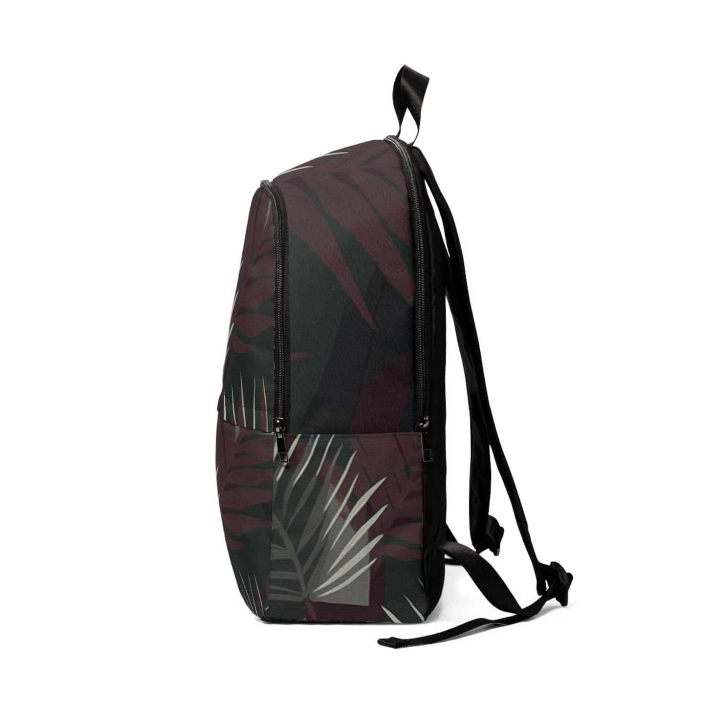 Fashion Backpack Waterproof Palm Tree Leaves Maroon Green Background Minimalist Art-2