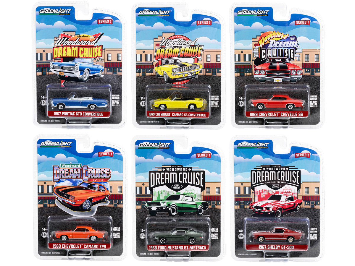 "Woodward Dream Cruise" Set of 6 pieces Series 1 1/64 Diecast Model Cars by Greenlight-0