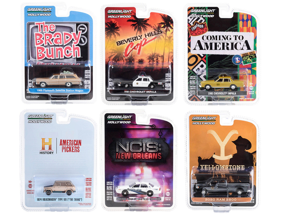 "Hollywood Series" Set of 6 pieces Release 39 1/64 Diecast Model Cars by Greenlight-0