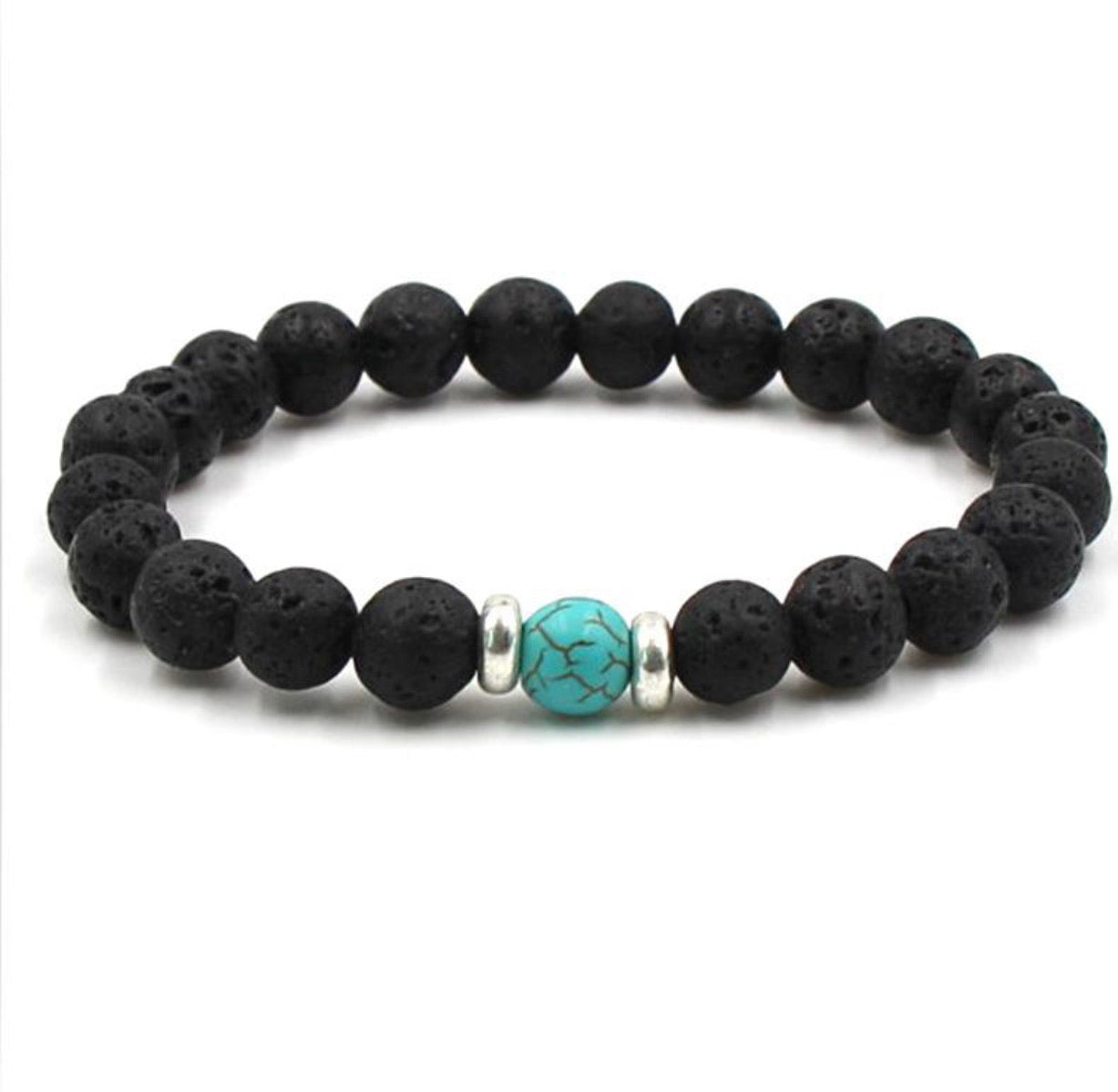 Black Volcanic Bead Aromatherapy Bracelet-0