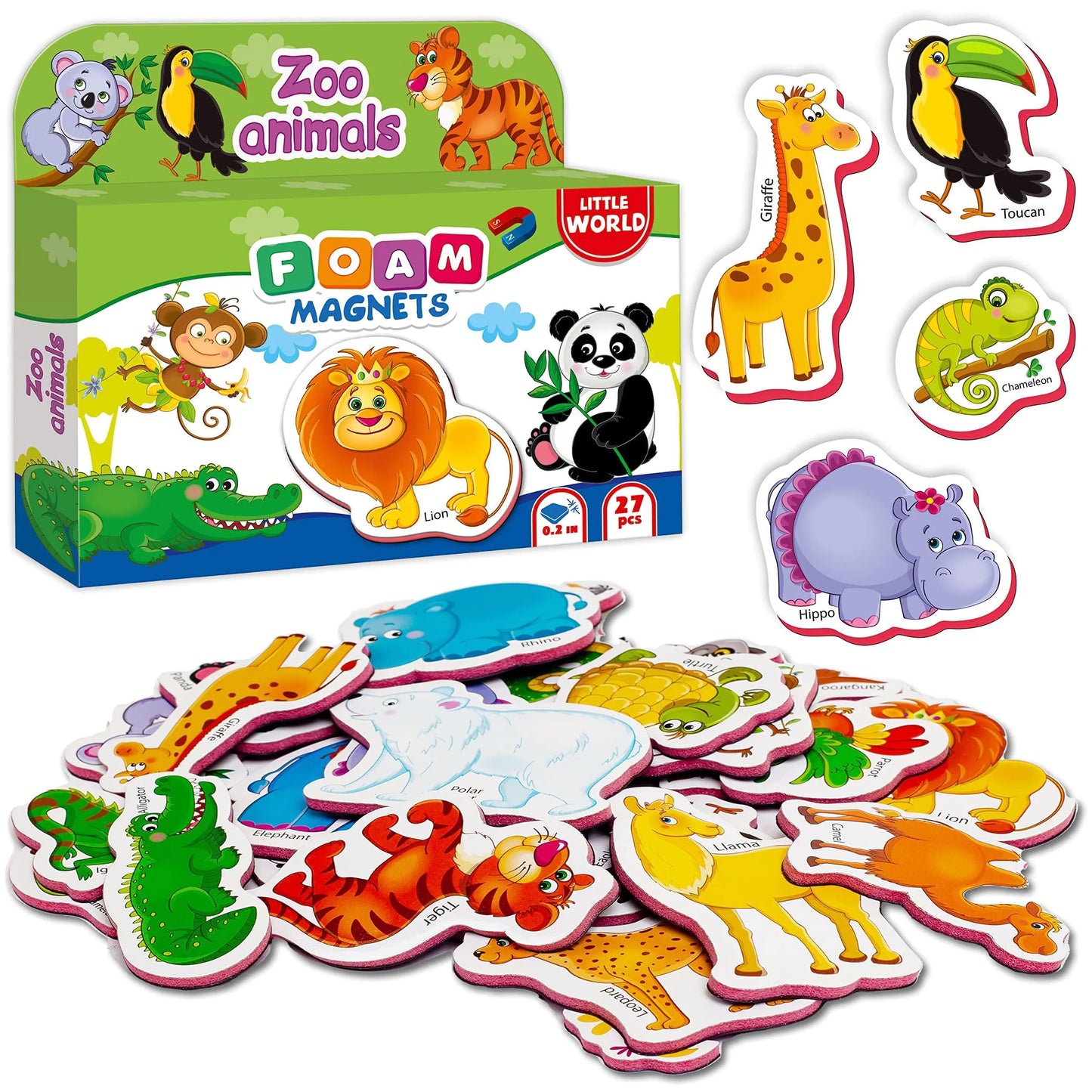 27 Fridge Magnets for Toddlers 13 years  Zoo Animals Foam Magnets for Kids