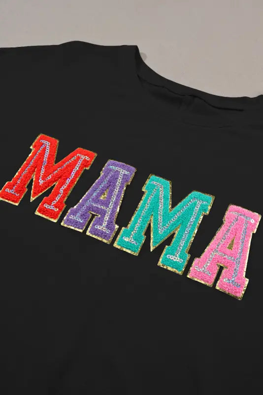 MAMA Chenille Crew Neck T Shirt-2