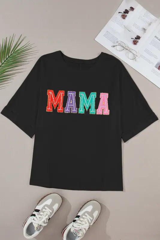 MAMA Chenille Crew Neck T Shirt-0