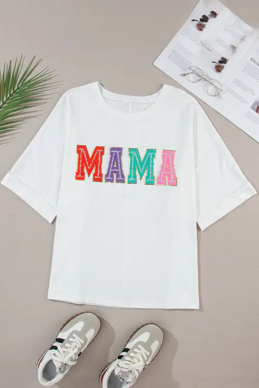 MAMA Chenille Crew Neck T Shirt-5