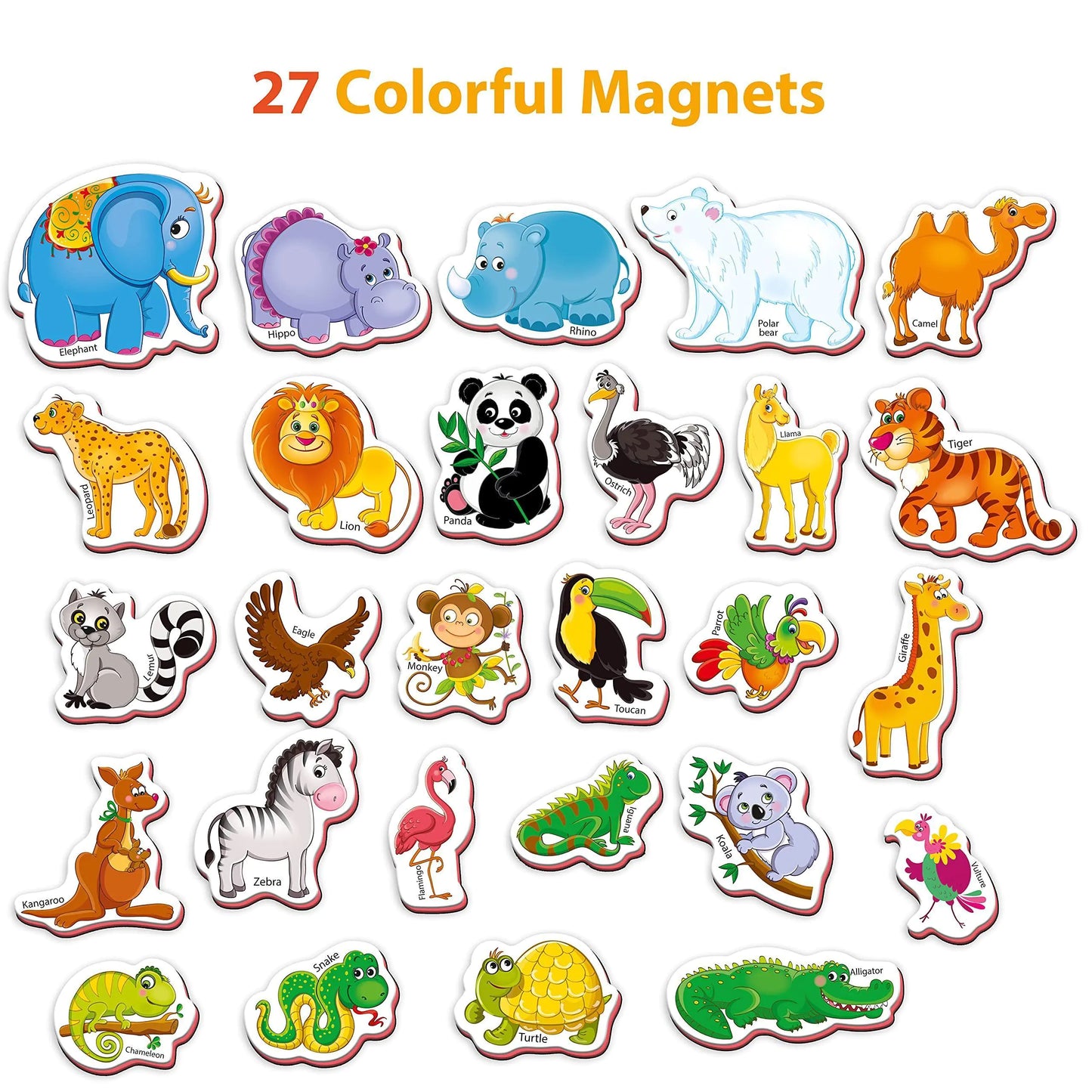 27 Fridge Magnets for Toddlers 13 years  Zoo Animals Foam Magnets for Kids