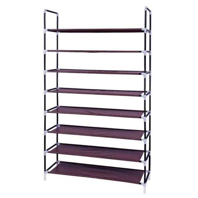 Shoe Rack Shelf 8 Layers Non-Woven Fabrics & Steel Easy to Install and Clean 100CM Ultra Large Capacity Brown[US-Stock]-5